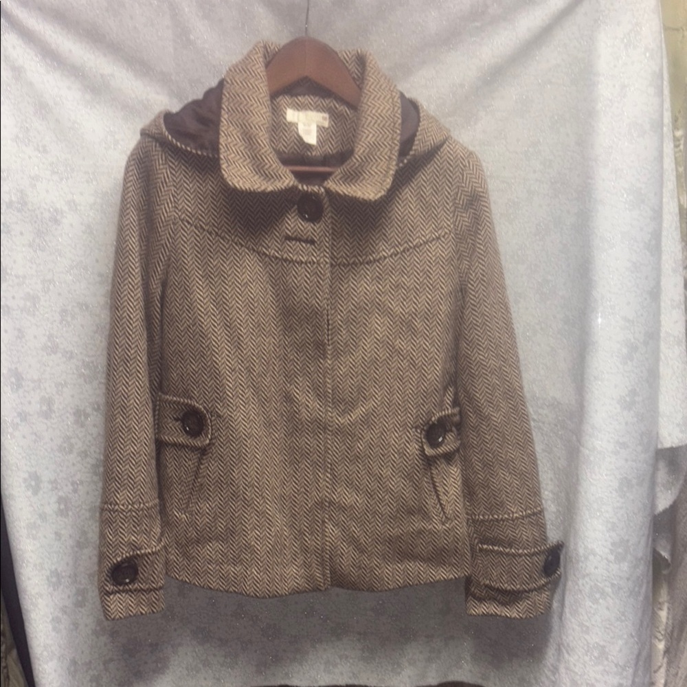 Route 66‎ Brown Pea Coat with Textured Wool Blend!!